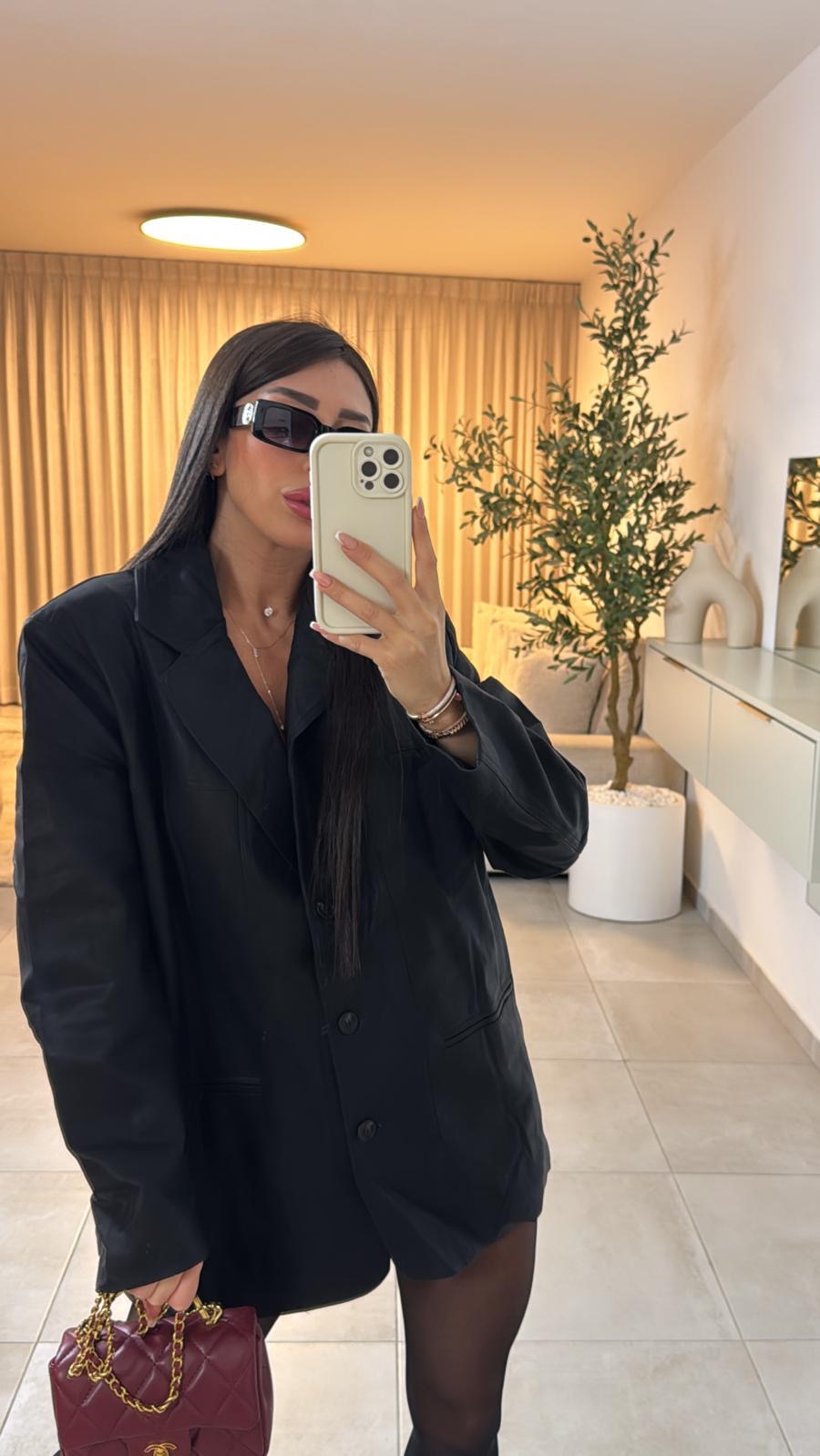 ג׳קט דמוי עור אוברסייז