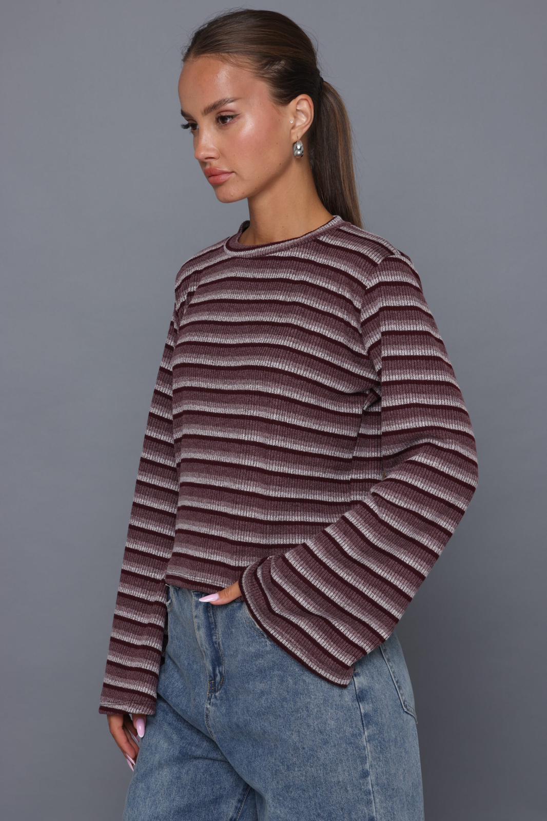 סריג פסים שרוול מתרחב