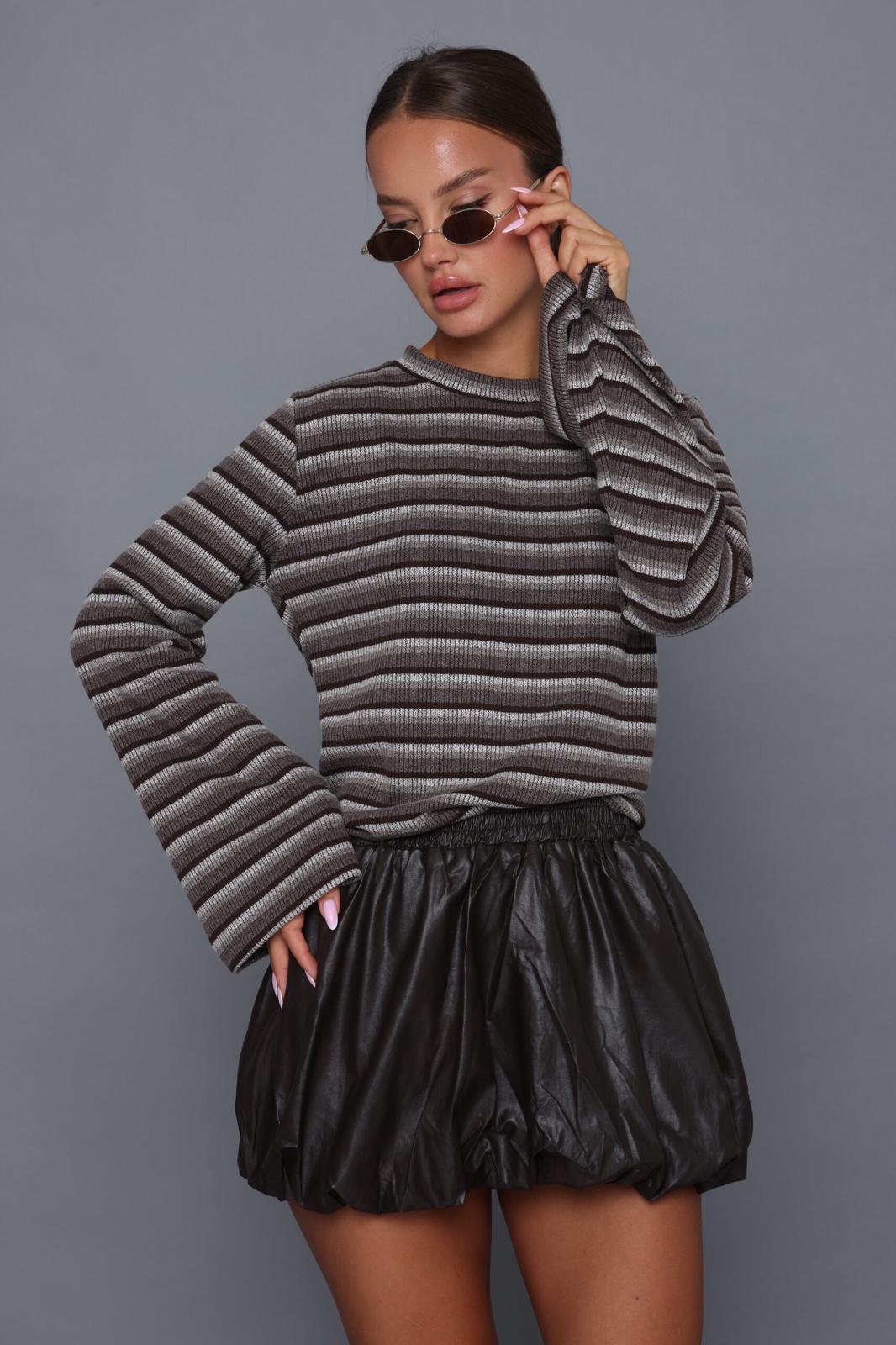 סריג פסים שרוול מתרחב