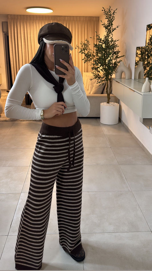 מכנס סריג פסים