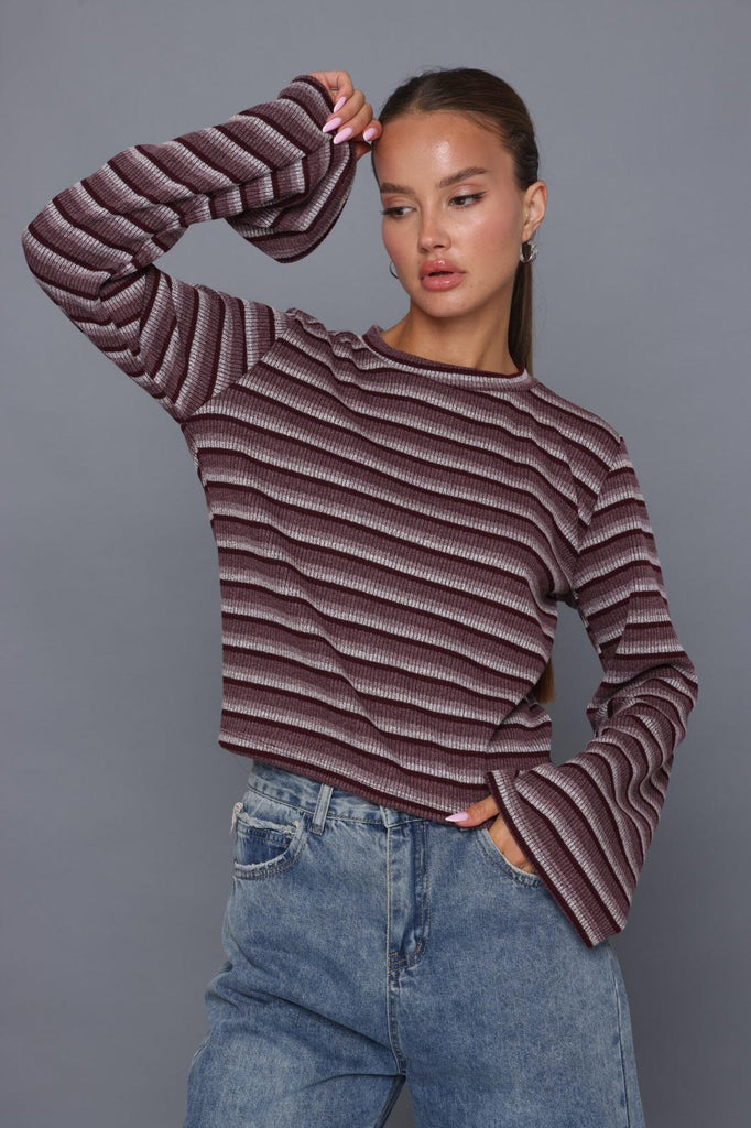 סריג פסים שרוול מתרחב