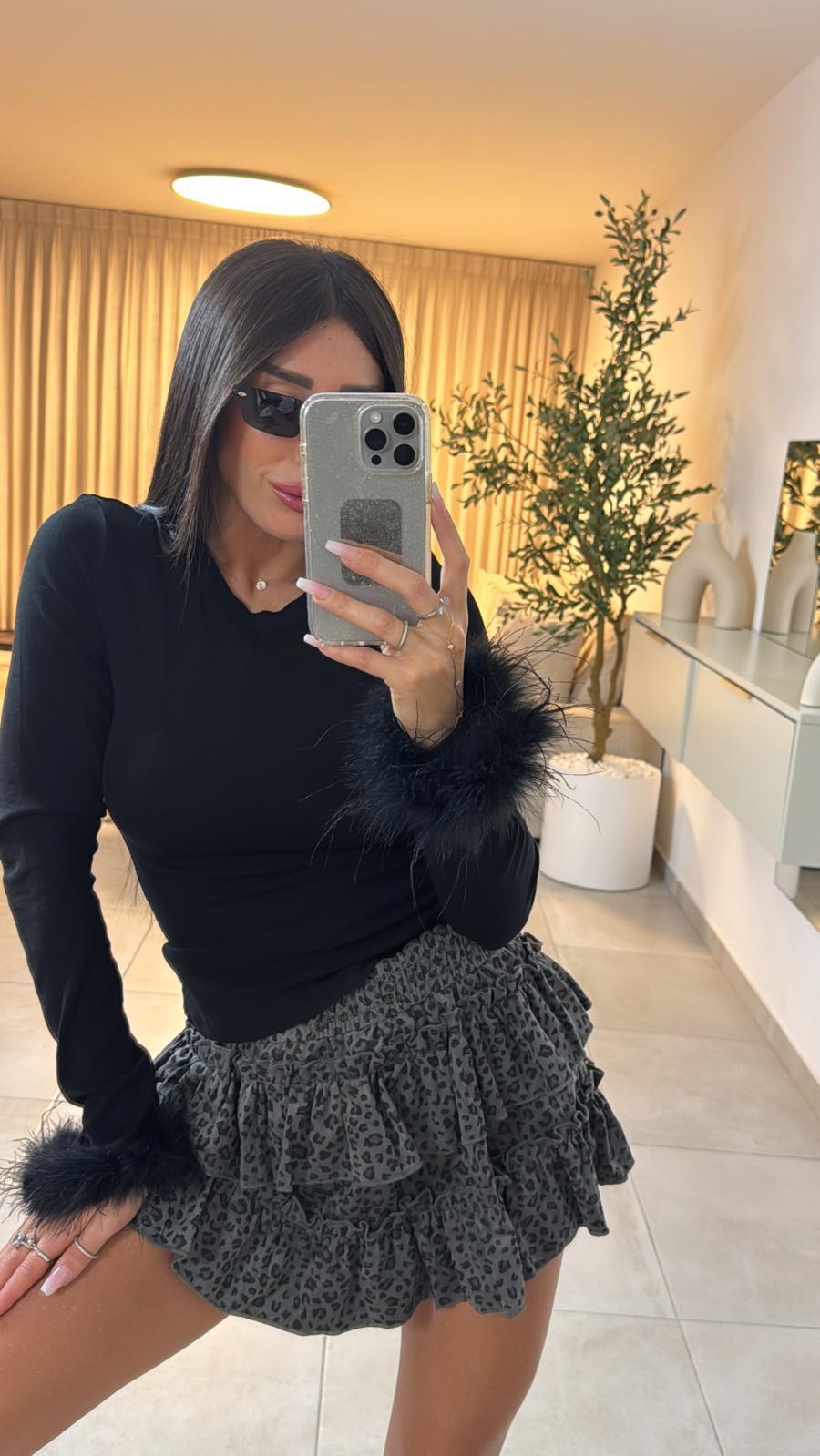 חצאית קומות מנומרת