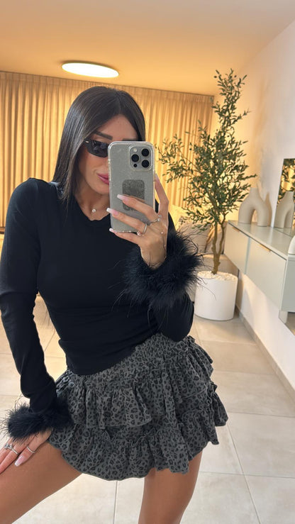 חצאית קומות מנומרת