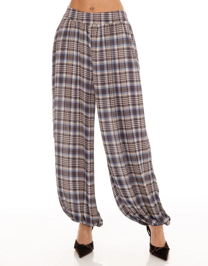 מכנס בלון סאטן משובץ