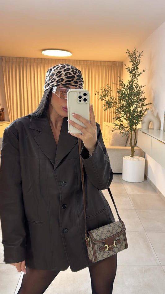 ג׳קט דמוי עור אוברסייז