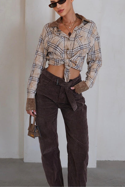 מכנס קורדרוי חגורה